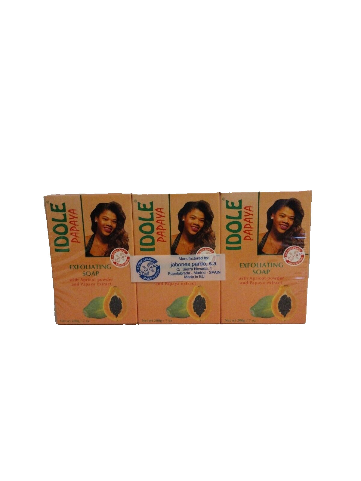 ID0LE Papaya Exfoliating Bar Soap with Apricot Powder 7 oz / 200 g Pack of 3