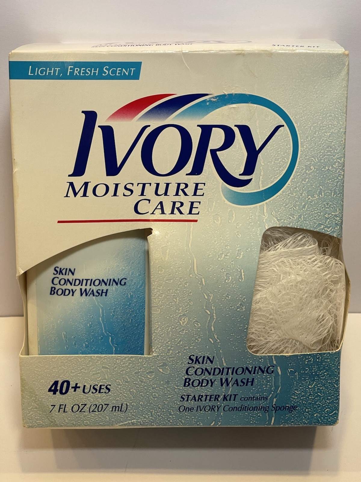Ivory Moisture Care Skin Conditioning Body Wash 7 Fl. oz. Sponge Starter Kit NEW