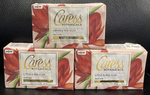 Caress Botanicals Lotus & Red Clay Soap Bars Paraben Free 5 oz. Each Lot of 3