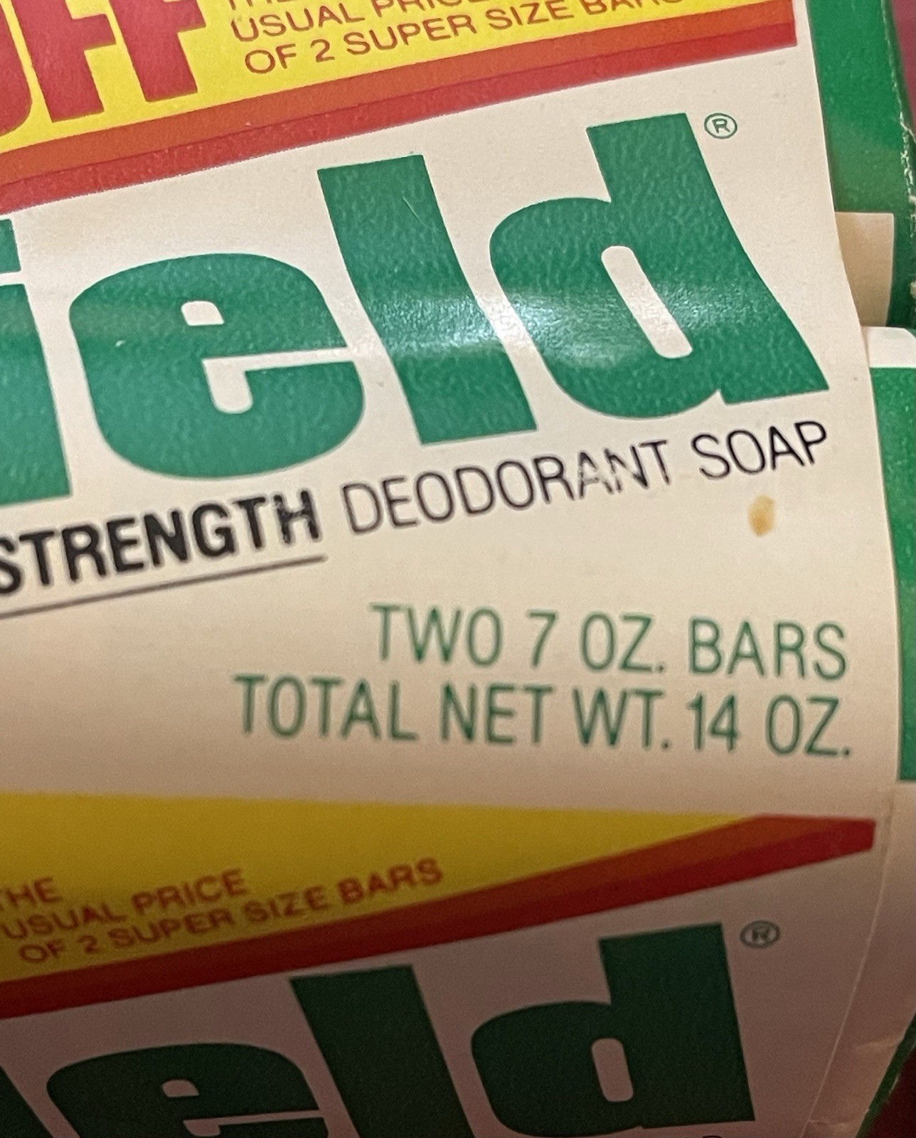 VTG SHIELD Extra Strength Deodorant Soap Supersize Bar Lot of 2 Bars 7 Oz Each