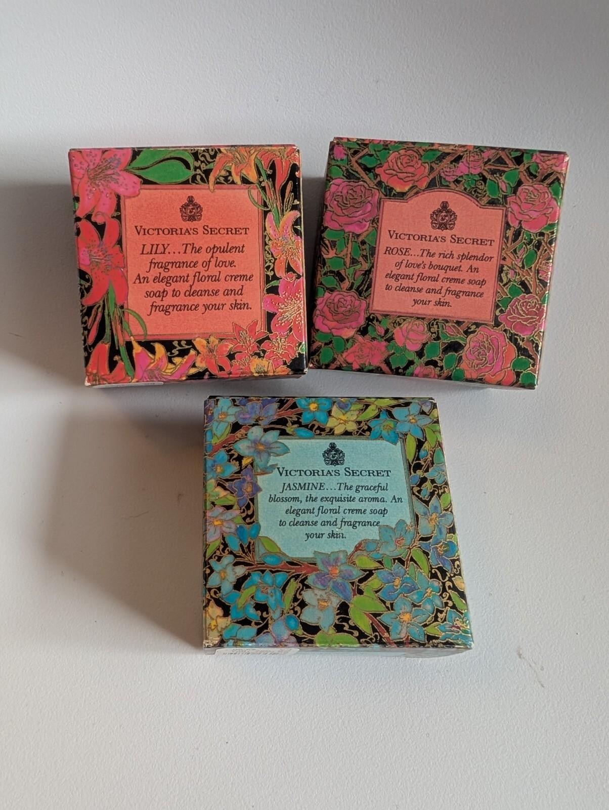 Set 3 RARE Vtg Victoria’s Secret Jasmine Rose & Lily Soaps 2.9 Oz Bars New Box