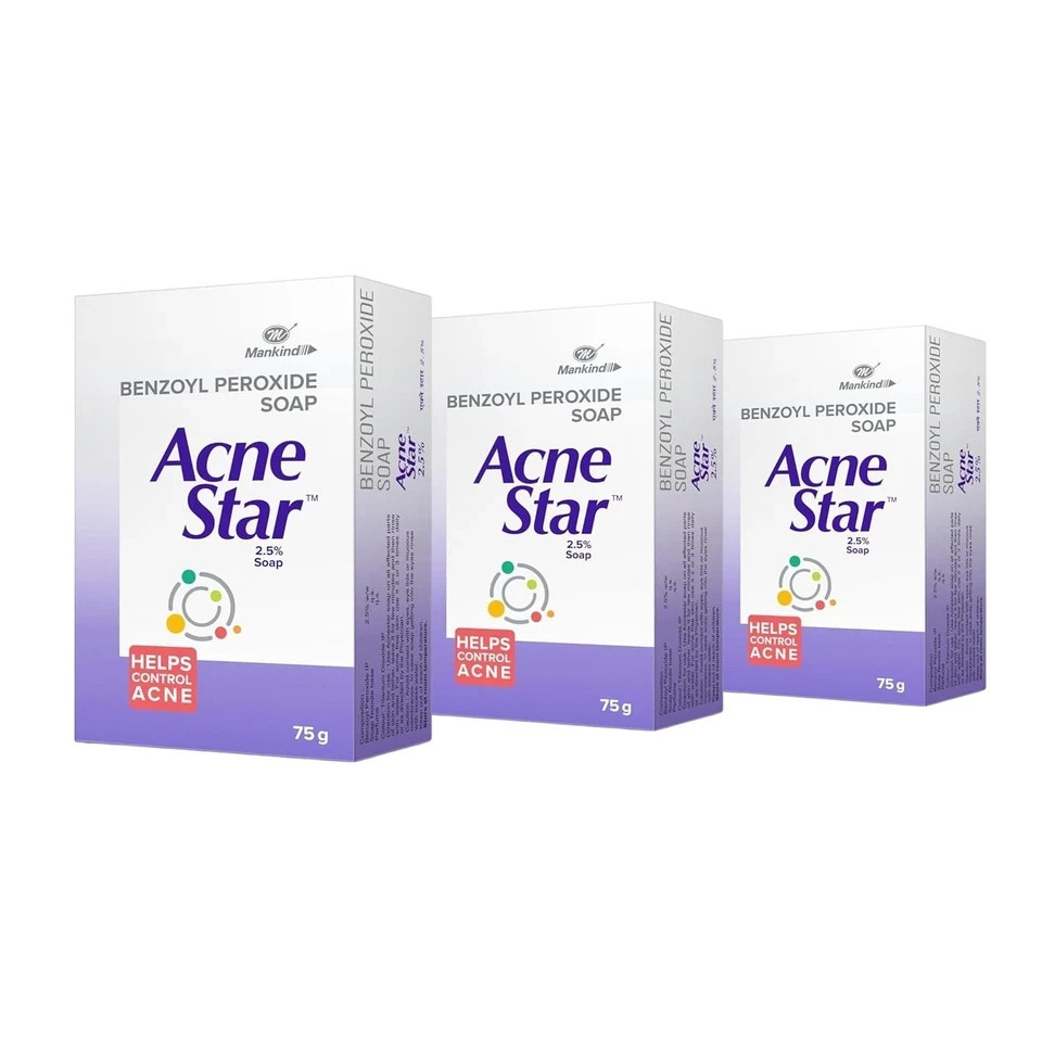 Mankind Acne Star Soap 75 gm Pack of 5