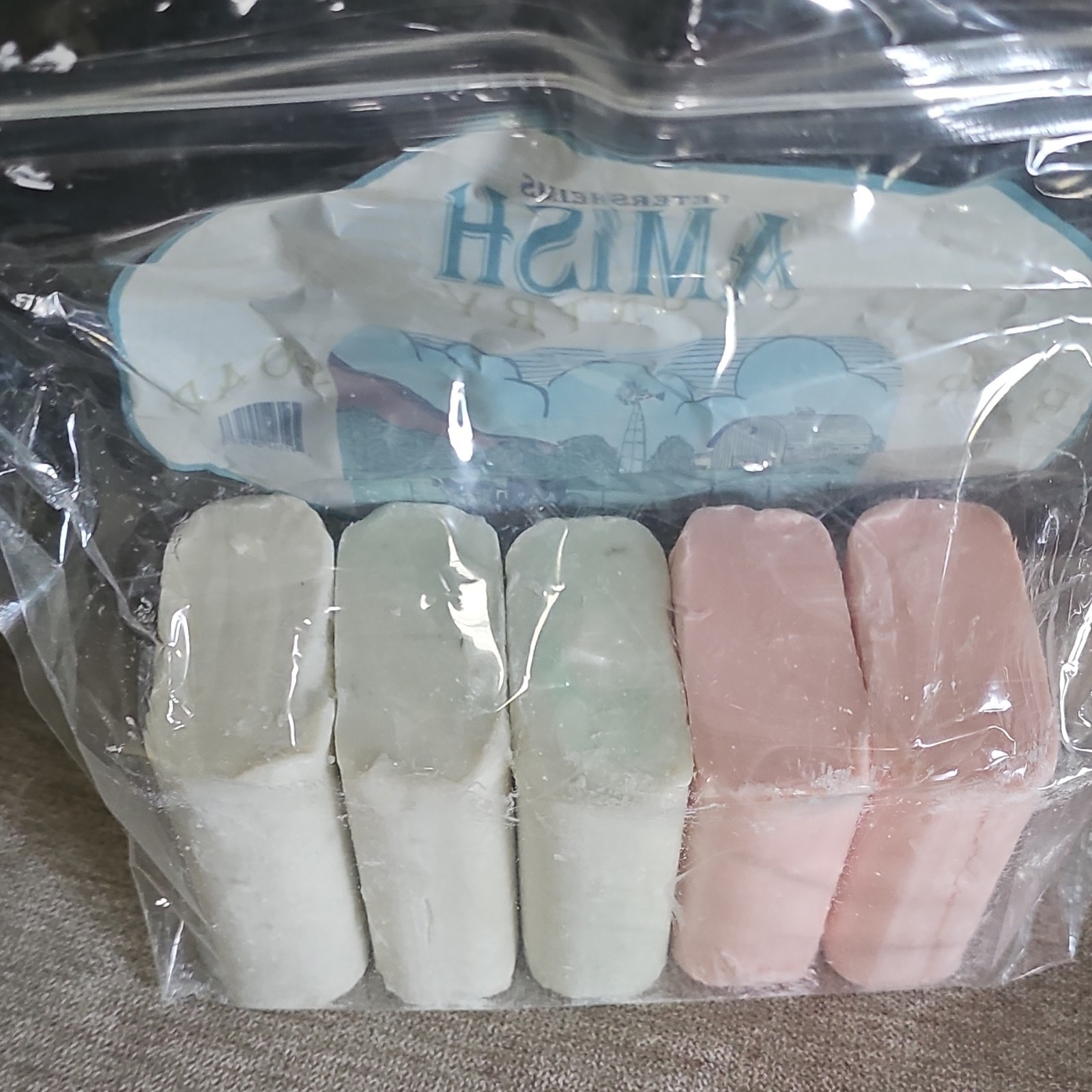 Amish Country Rectangular Bar Soap 5-Pack White Pink Light Green Unisex