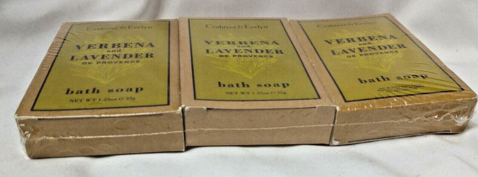 3 Crabtree & Evelyn Verbena and Lavender Bath Soap Bar 1.25 oz /35g ea