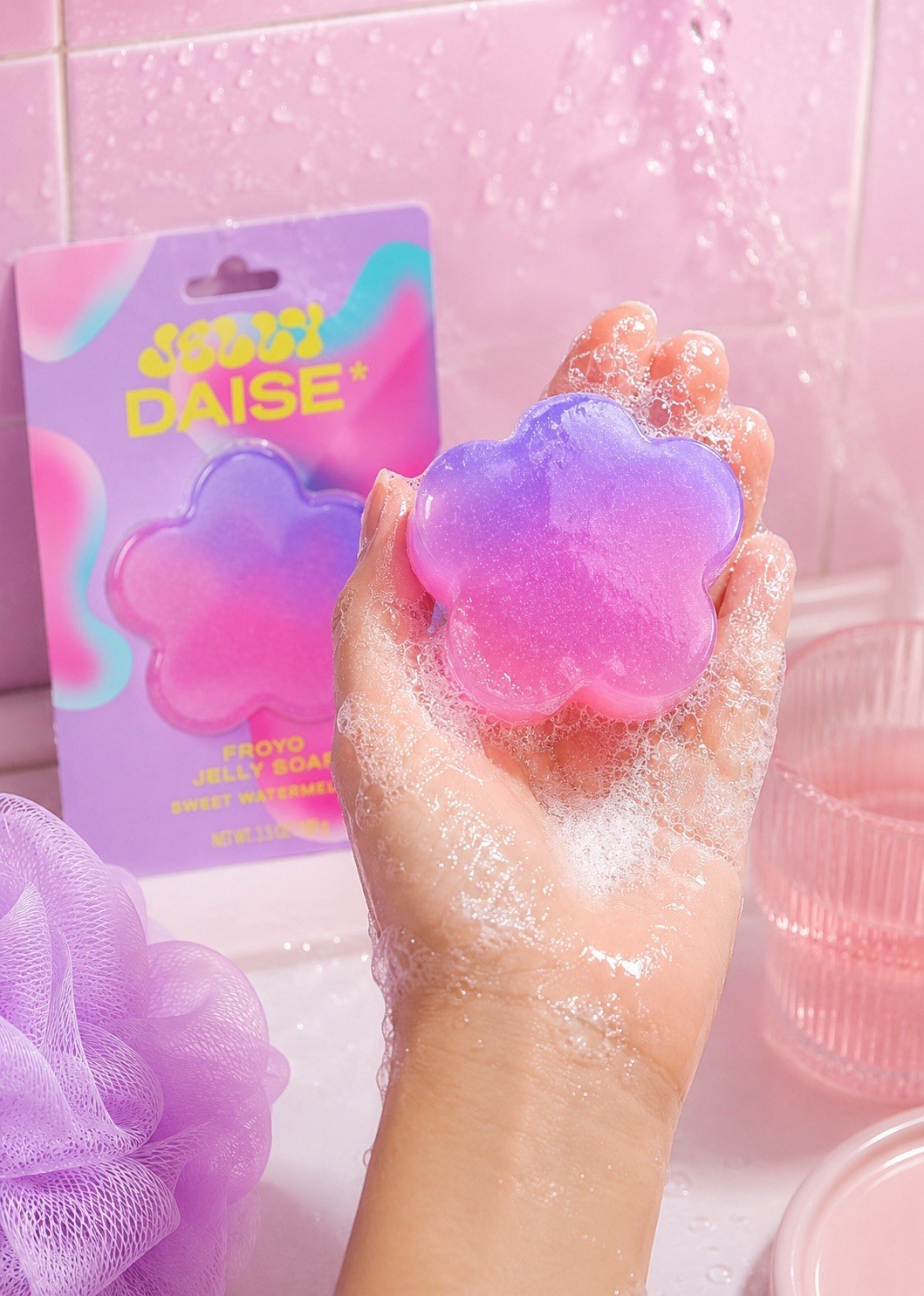 Daise Froyo Jelly Soap Sweet Watermelon Flower Bar Vegan Cruelty-Free 3.5 oz
