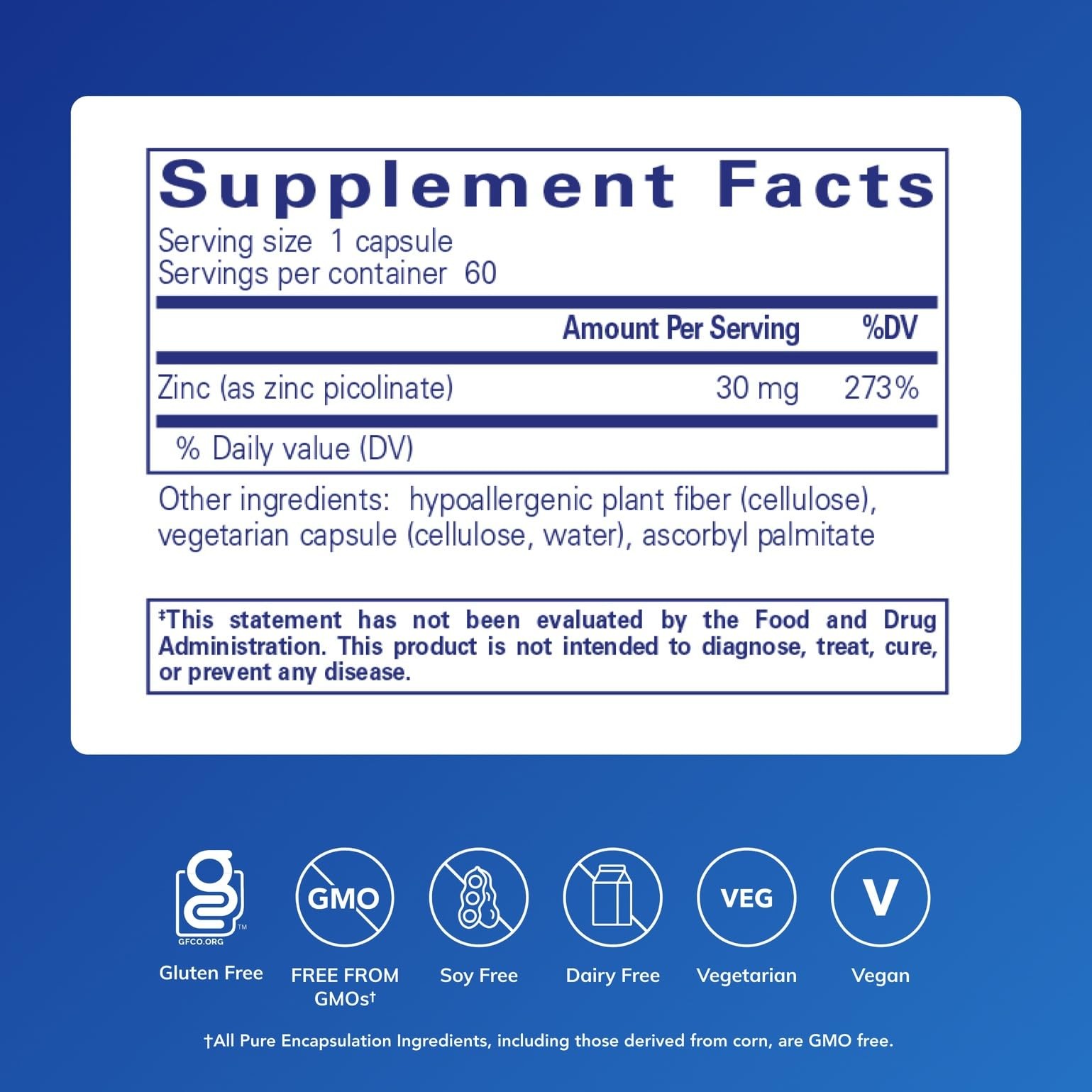 Pure Encapsulations Zinc 30 mg – Supplement for Immune 60 Count (Pack of 1)