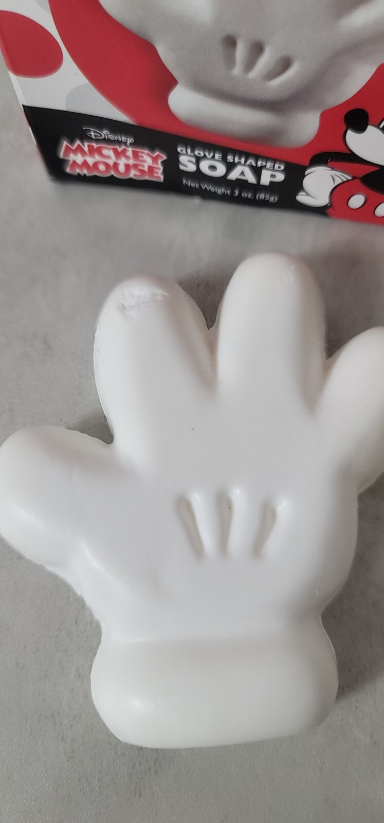 Disney Mickey Mouse SOAP Glove Shaped Fragrance Free White Collect Bar NEW