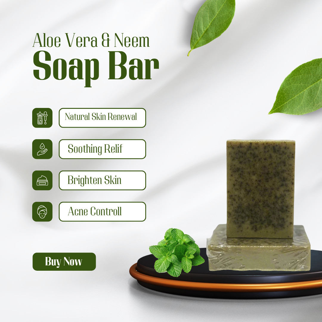 Aloe Vera & Neem Bar Soap, Herbal soap, Natural & Handmade, Organic Skincare