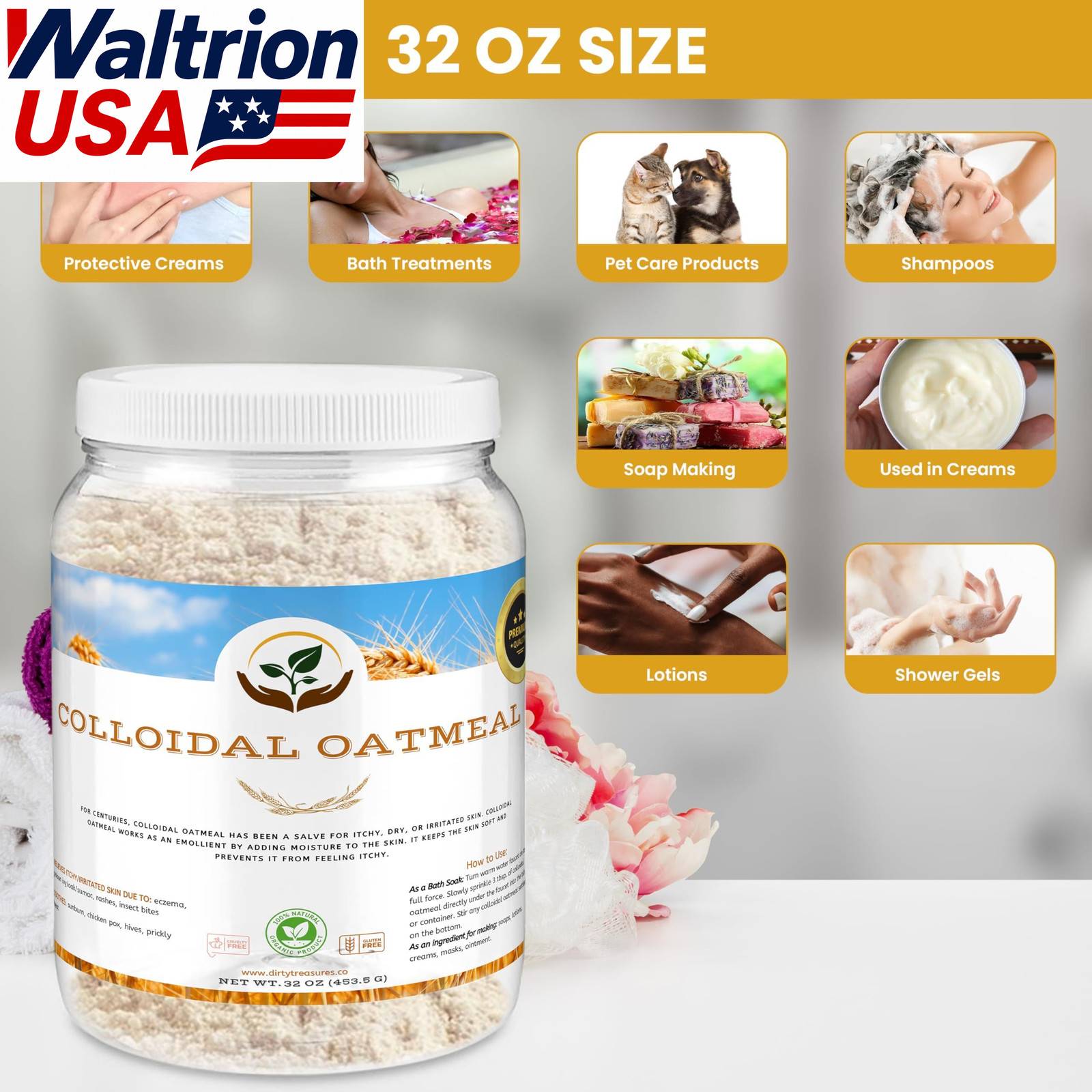 Colloidal Oatmeal Bath Eczema Itchy Skin Relief 100% Natural 2 lb