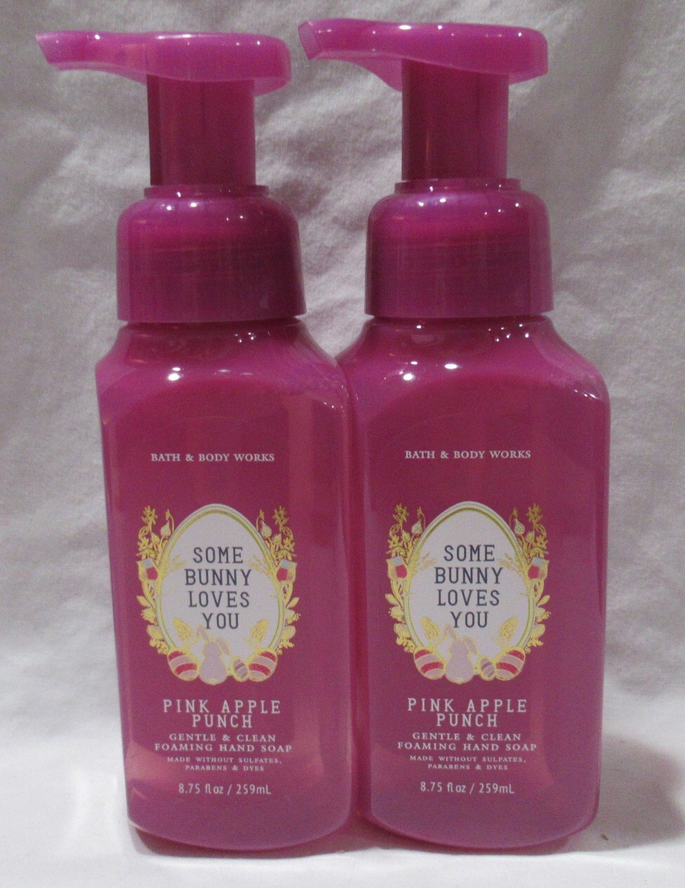 Bath & Body Works Foam Hand Soap Lot 2 SOME BUNNY LOVES YOU PINK APPLE PUNCH