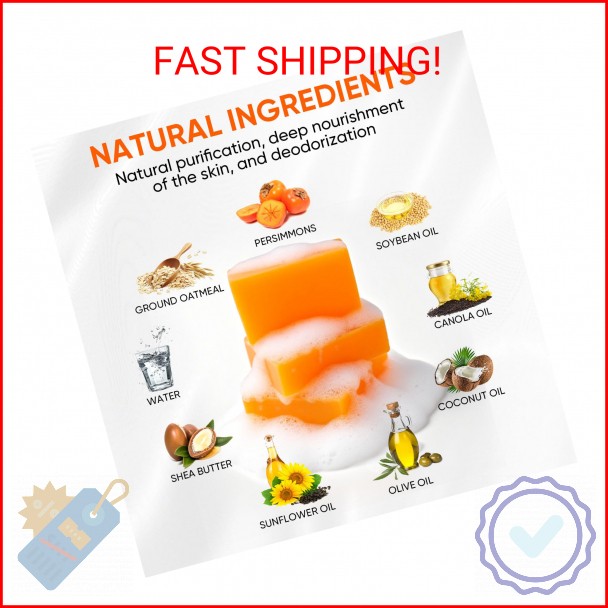 RYH 3 PCS Persimmon Soap Bar for Body Odor Control–Deodorizing & Eliminating Bod