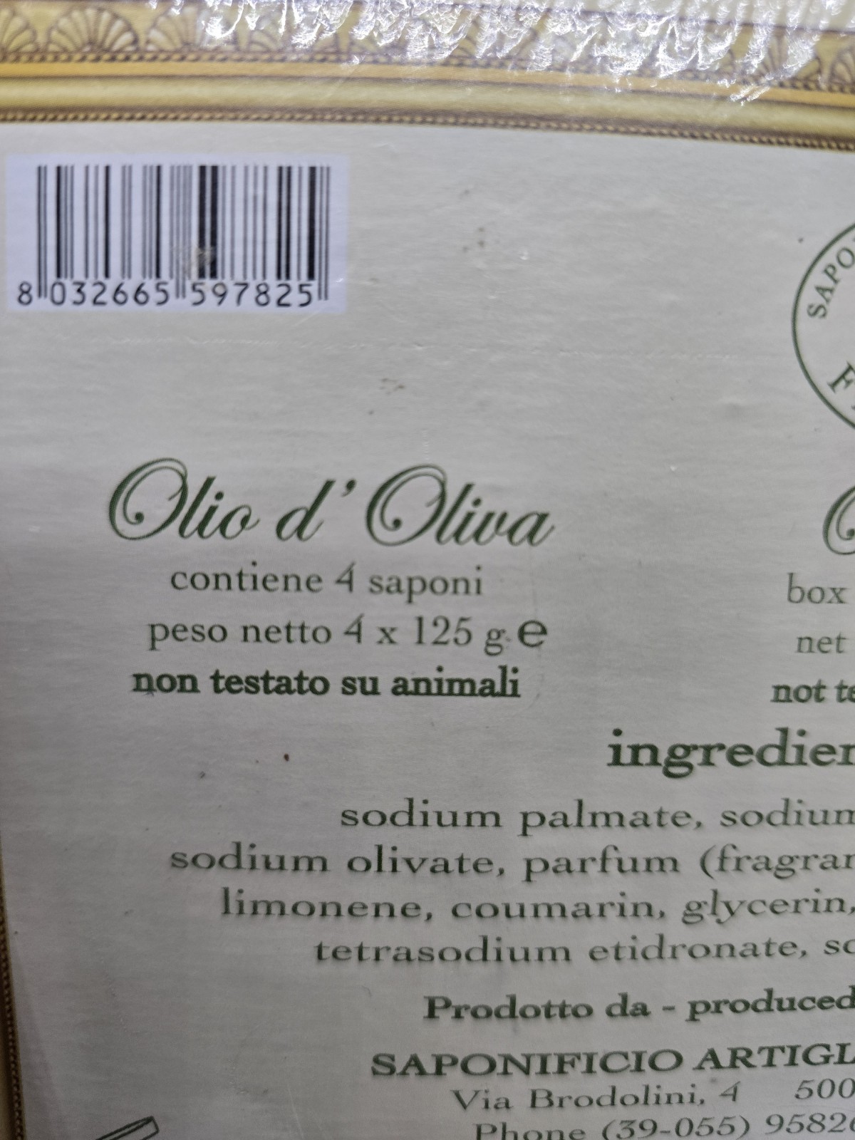 FRAGRANZE FIORENTINE Olive Oil, smells so good! Handmade Soap 4-4.4oz bars, NIB