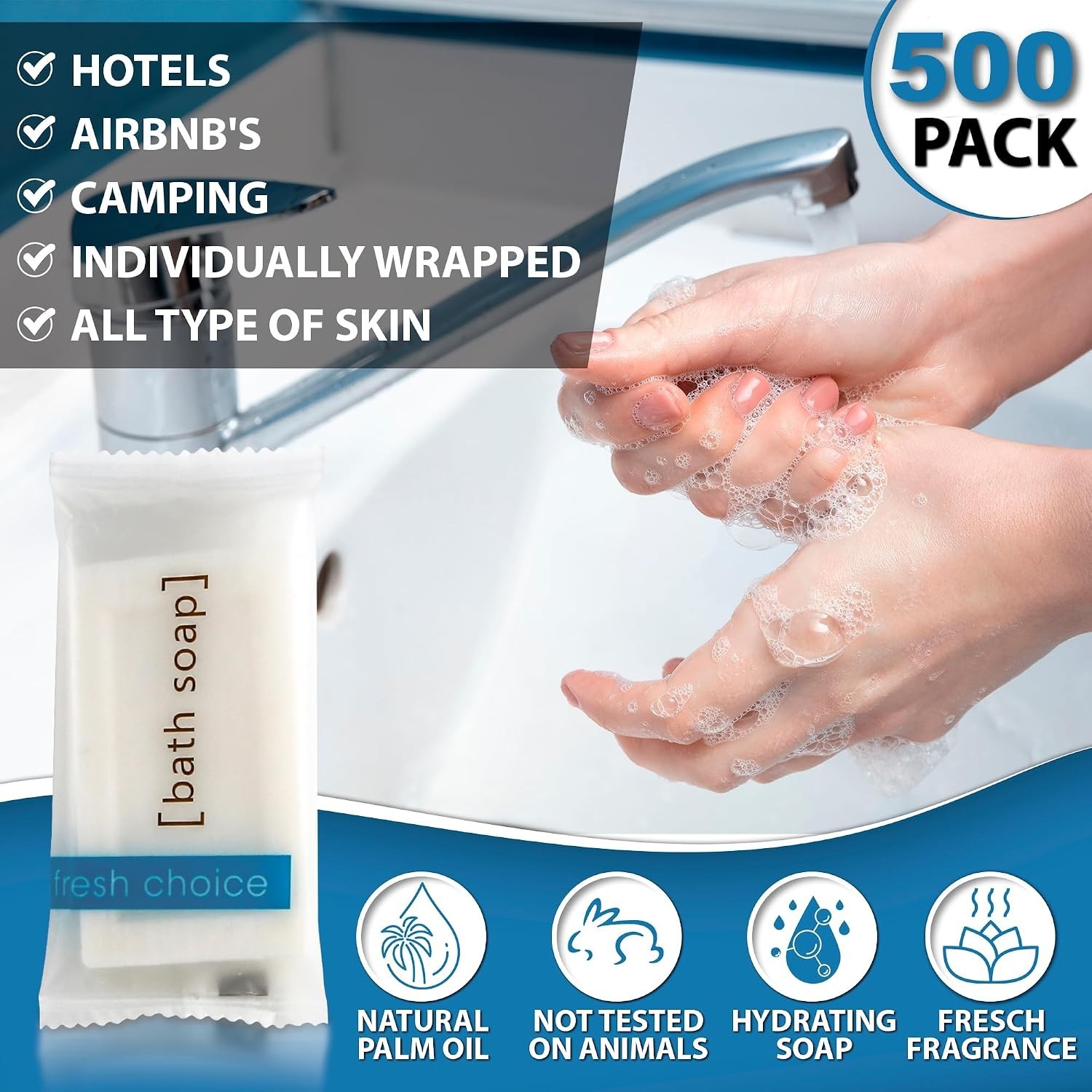 500-Pack Mini Bar Soaps for Hotels & Vacation Rentals