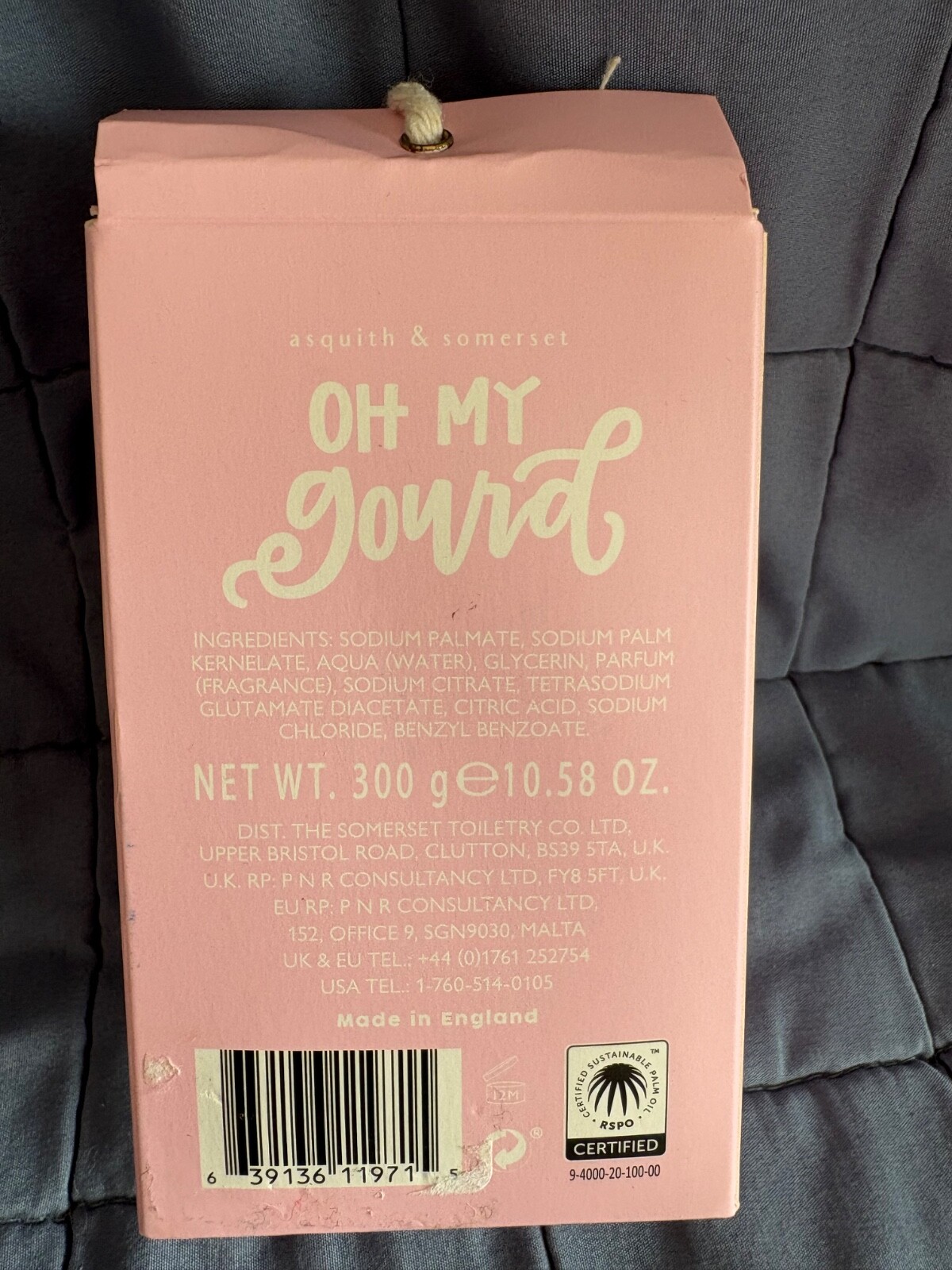 ASQUITH & SOMERSET OH MY GOURD SOAP BAR MADE IN ENGLAND 10.58 OZ