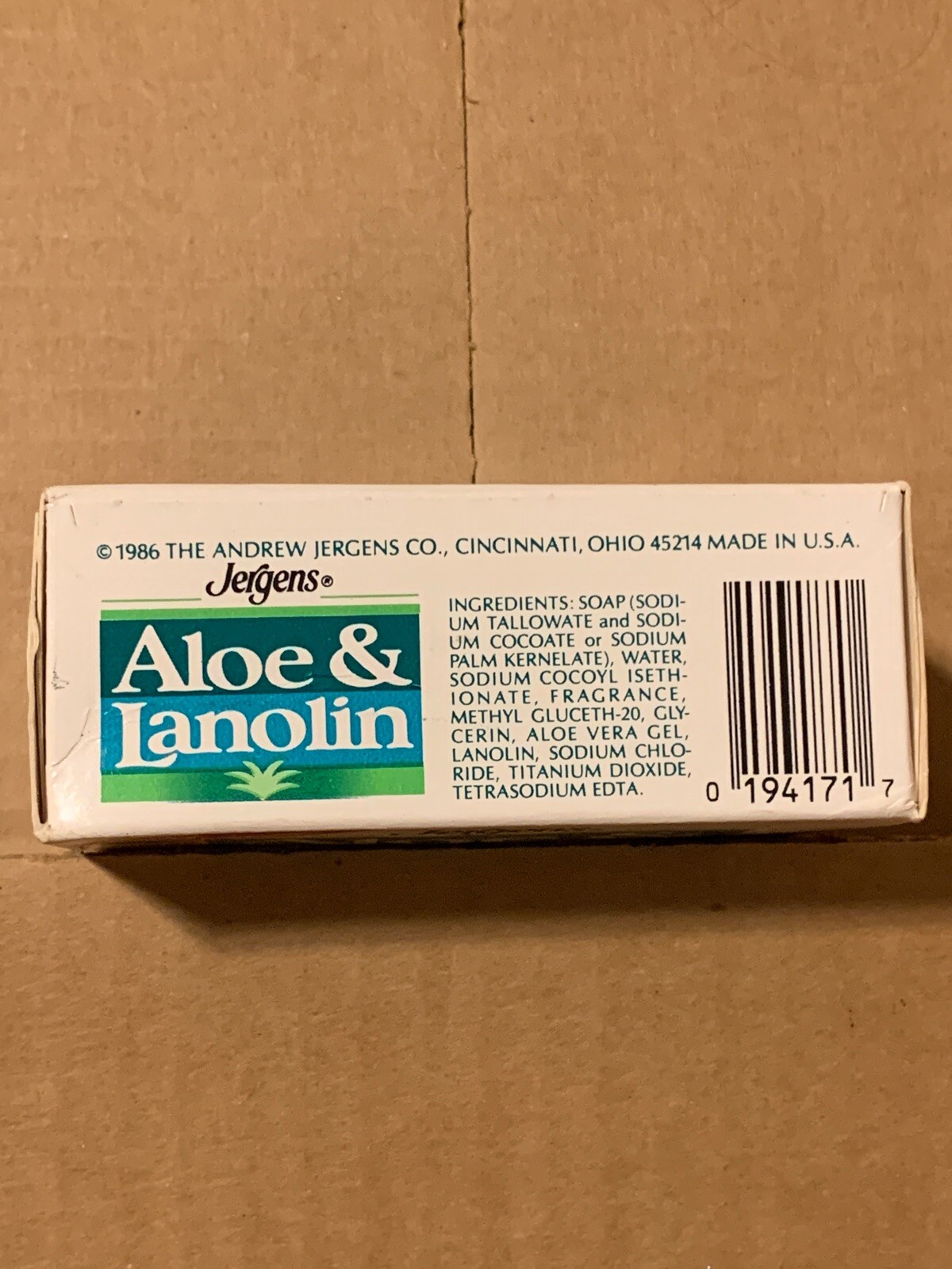 VTG NOS NEW 1986 Jergens Aloe & Lanolin Soap Bar ~ 4.75oz DISCONTINUED HTF