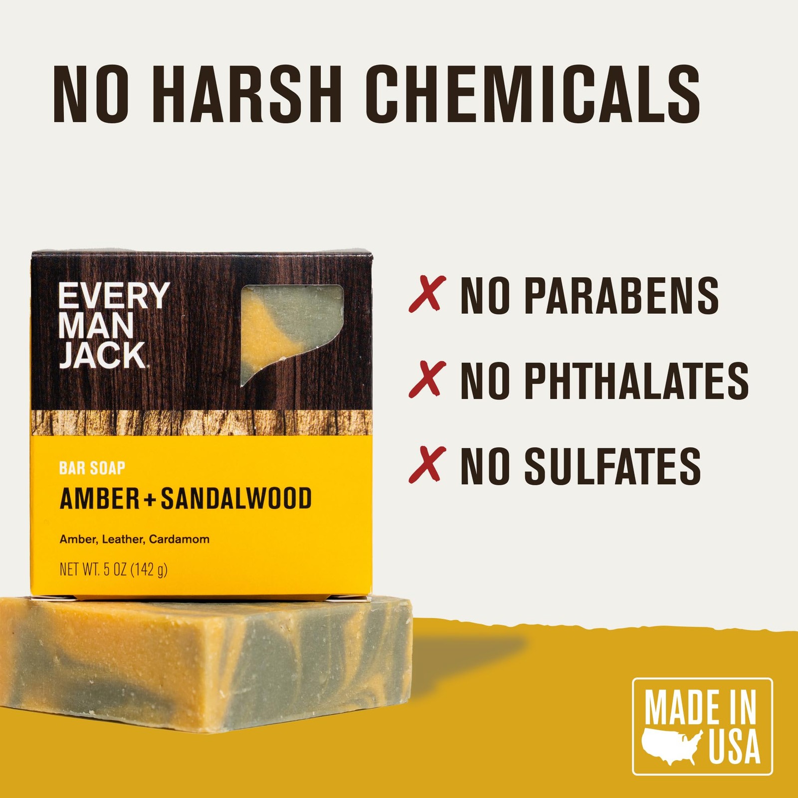 Cold Processed Mens Bar Soap – Subtle Amber + Sandalwood Scent – Deeply Clean…