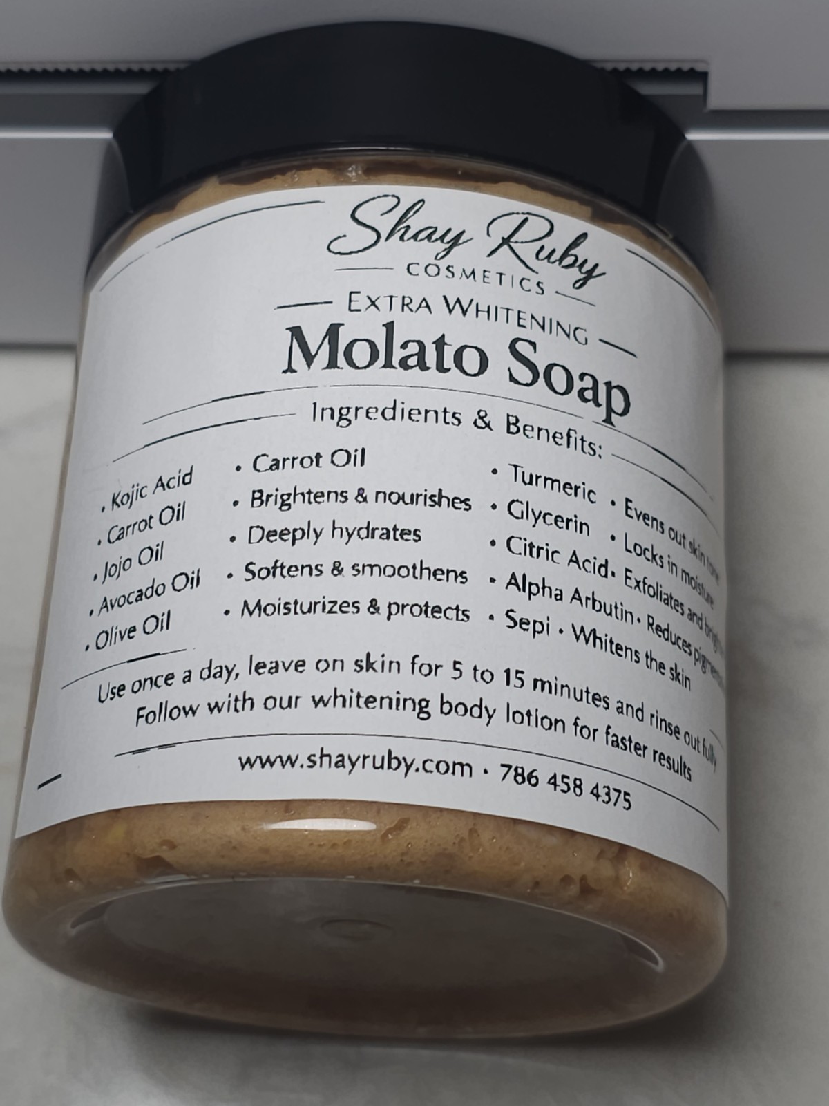 Shay Ruby Cosmetics Whitening Soap Moisturizing Exfoliating with Kojic Acid Jar