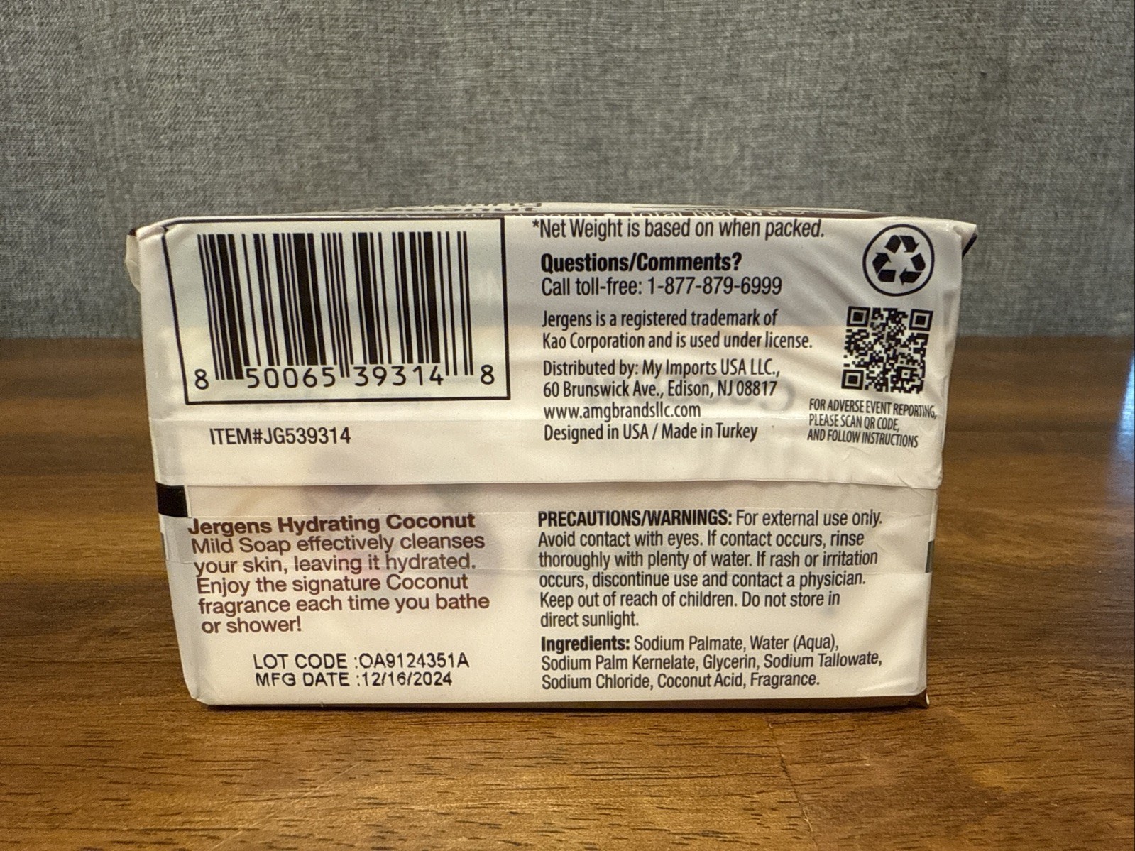 14 Bars Jergens Hydrating Coconut Mild Soap 7 Packs with 2 Bars in each 3oz NEW