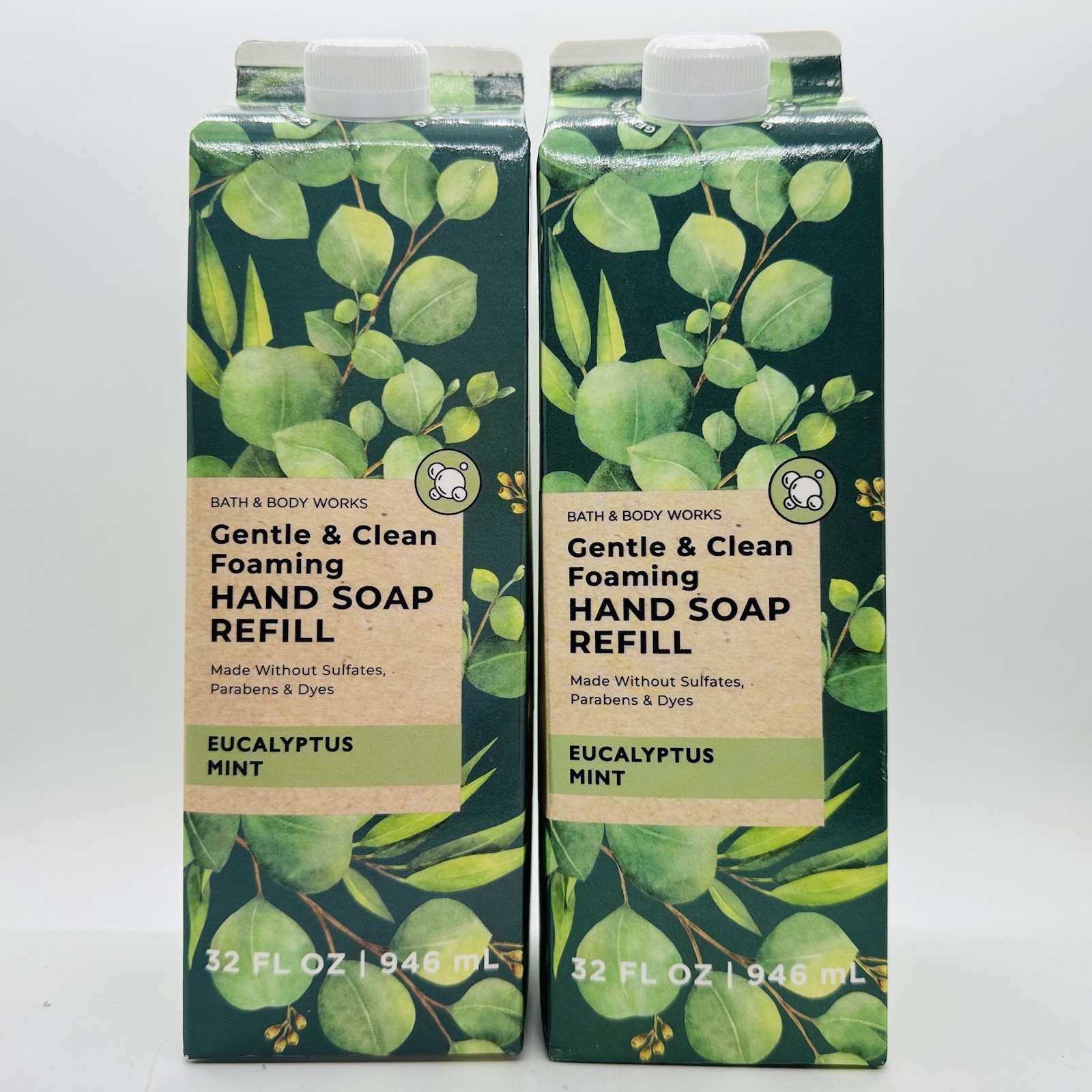 2/PACK BATH & BODY WORKS EUCALYPTUS MINT FOAMING HAND SOAP REFILL 32oz