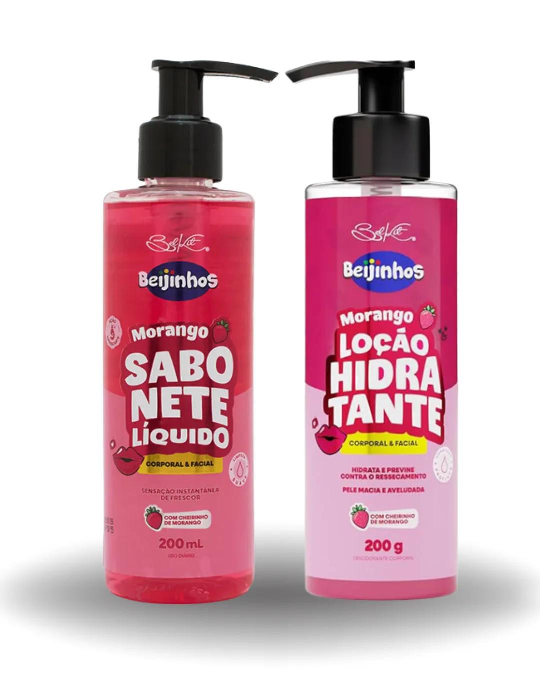 Belkit Kit Beijinhos Morango | Loção Hidratante Sabonete Líquido Facial e