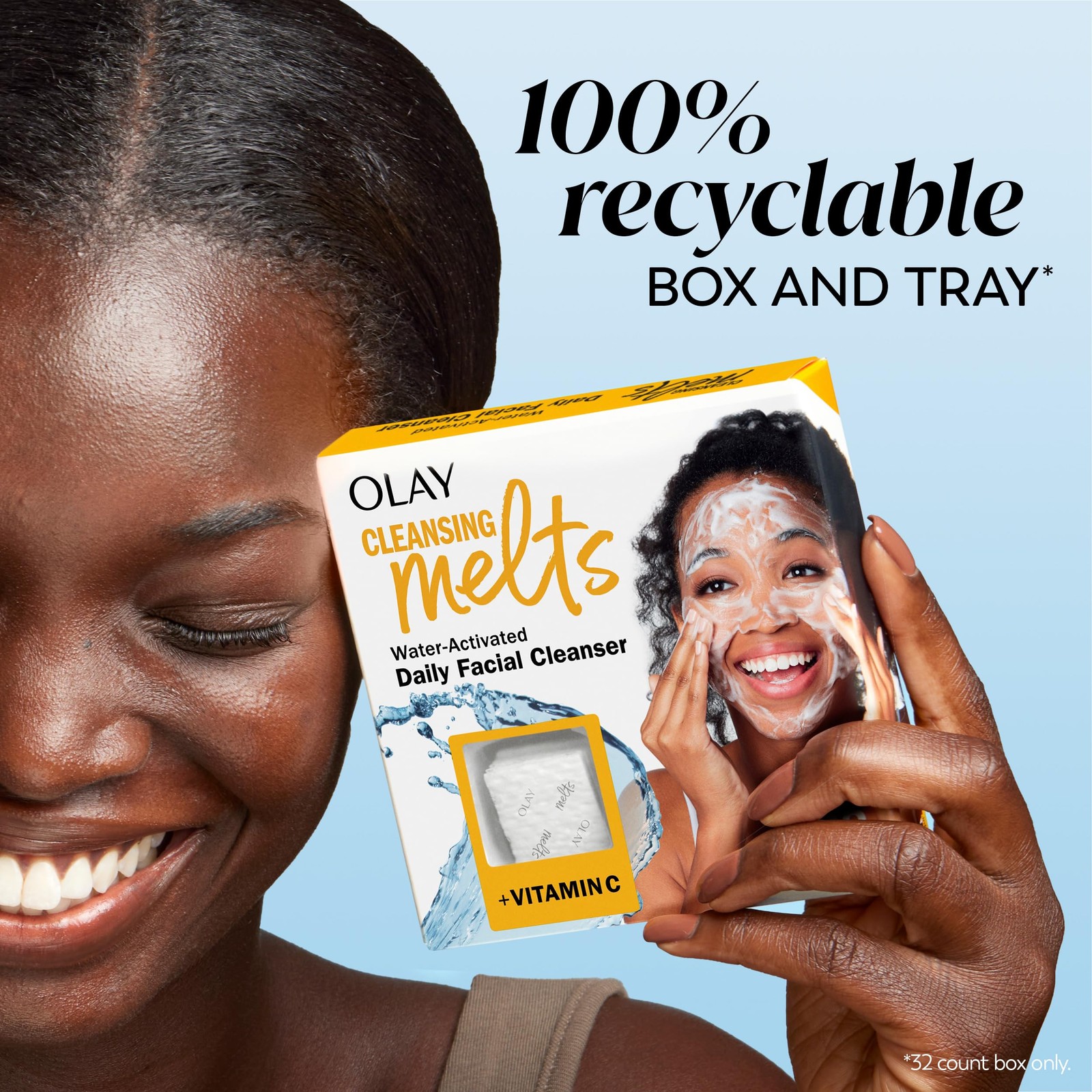Olay Cleansing Melts Face Wash Water Activated Pad 32 Count Travel Pack