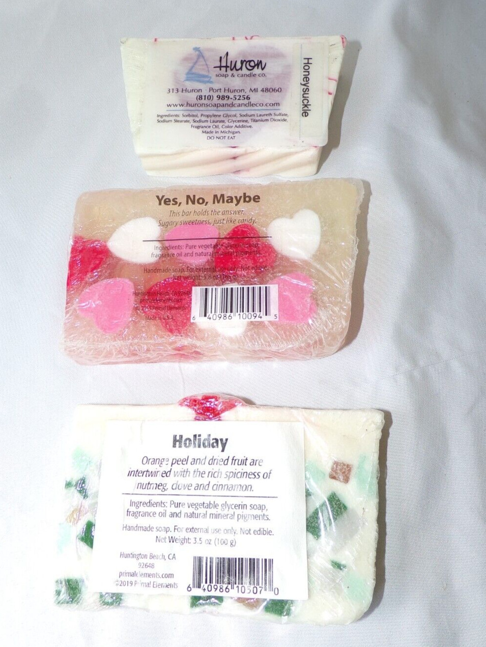 Lot 3 Bars Holiday Glycerin Soap Scented Christmas & Valentines Various Brands