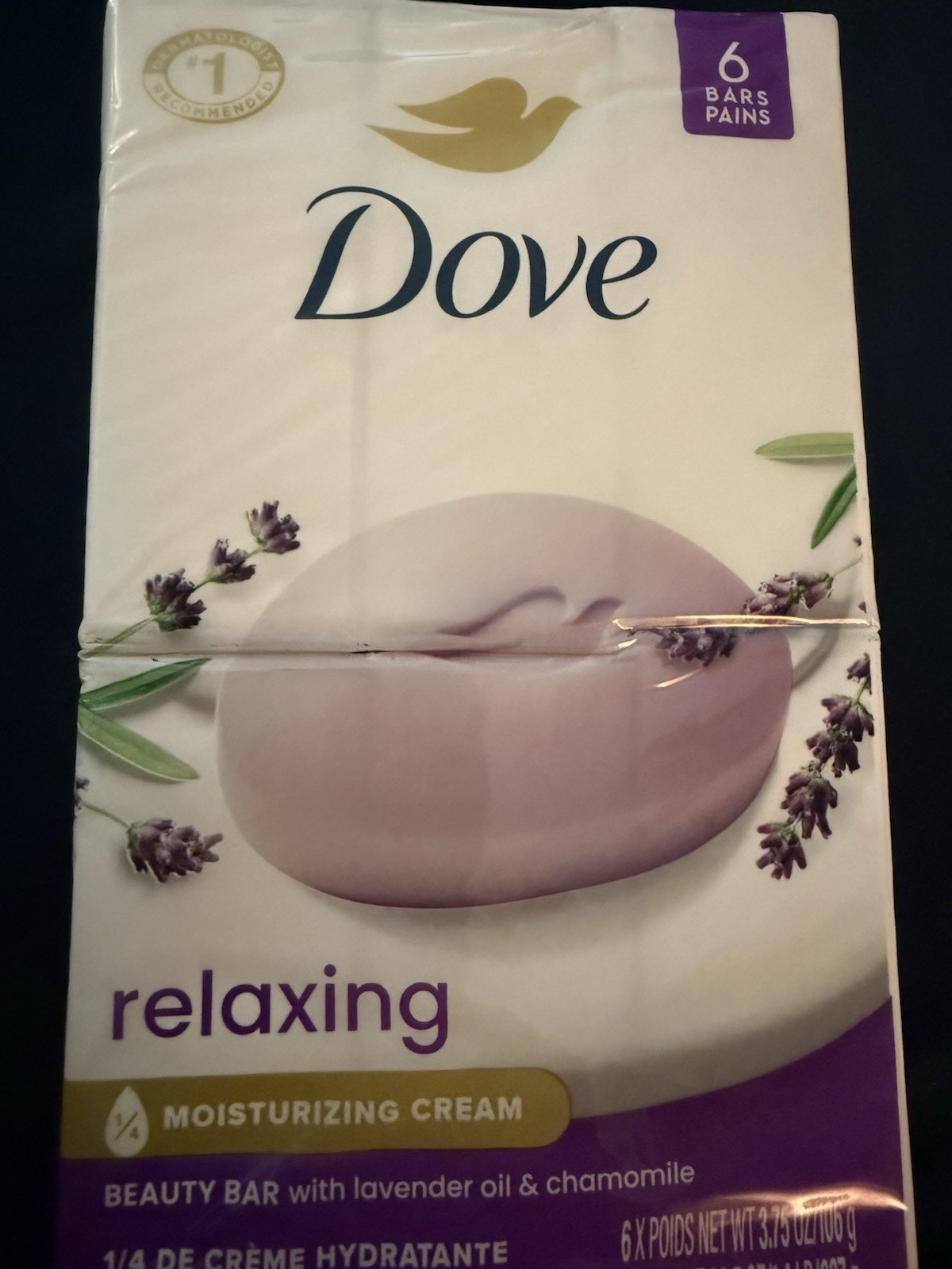 Dove Relaxing Beauty Bar Soap, Lavender And Chamomile 3.75 oz, 6 Ct