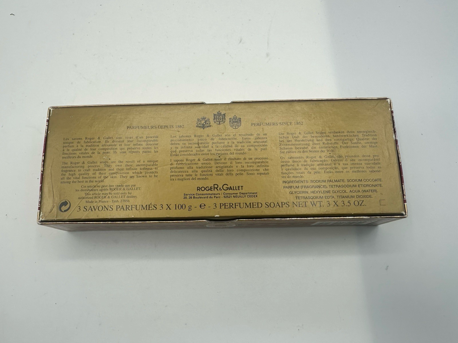 Vintage Y2K Roger & Gallet Paris Perfumed Soaps, Extra-Vieille, 3×3.5oz, w/ Box