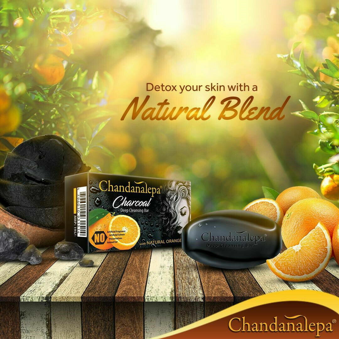 CHANDANALEPA Charcoal Herbal Soap Deep Cleansing Ayurveda Health Beauty Care