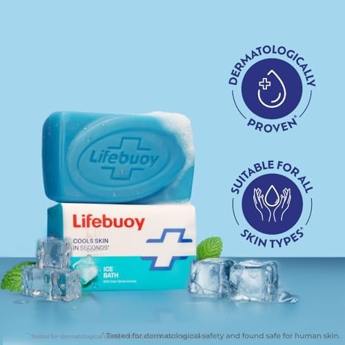 Lifebuoy Ice Bath Soap 125g Pack of 5 Menthol Cooling Bath Bars Fresh FS