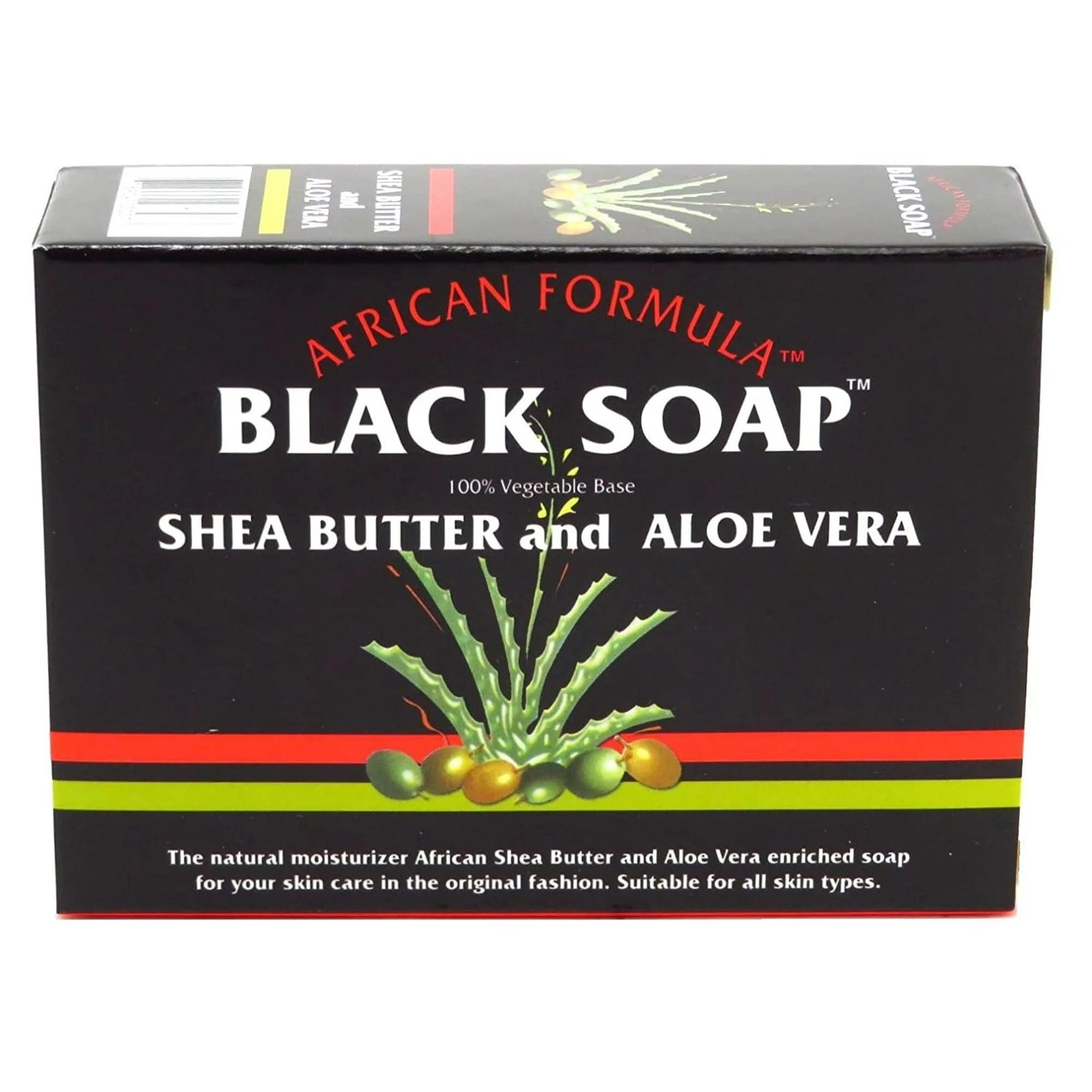African Black Soap with Shea Butter and Aloe Vera Pack of 12 3.5 Ounce Bars