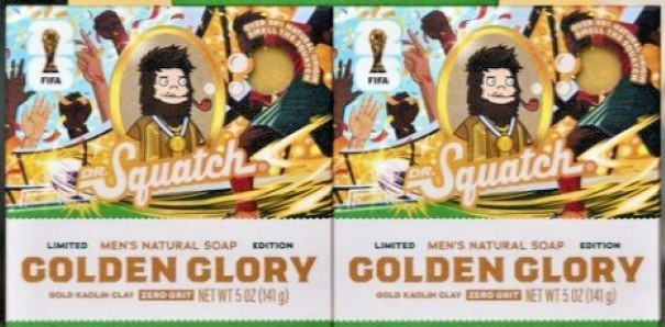 NEW SCENT!! 2 PACK Dr Squatch GOLDEN GLORY FIFA WORLD CUP Limited Edition Bar!