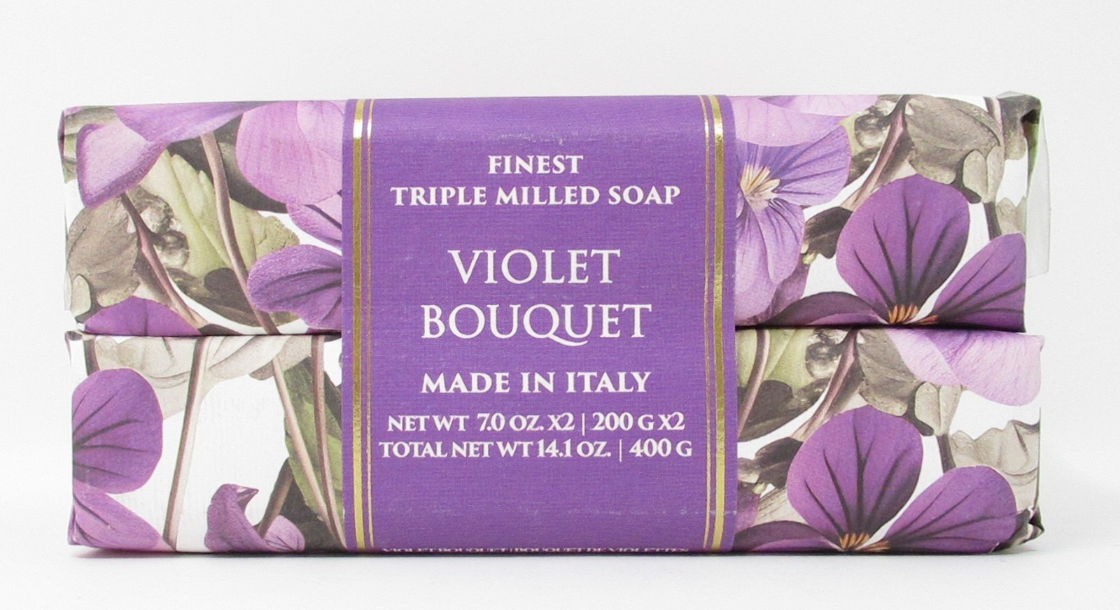 Hopificio Italian Luxury Bath Bar Soap 2 Pk Violet Bouquet scented 14oz (2x7oz)