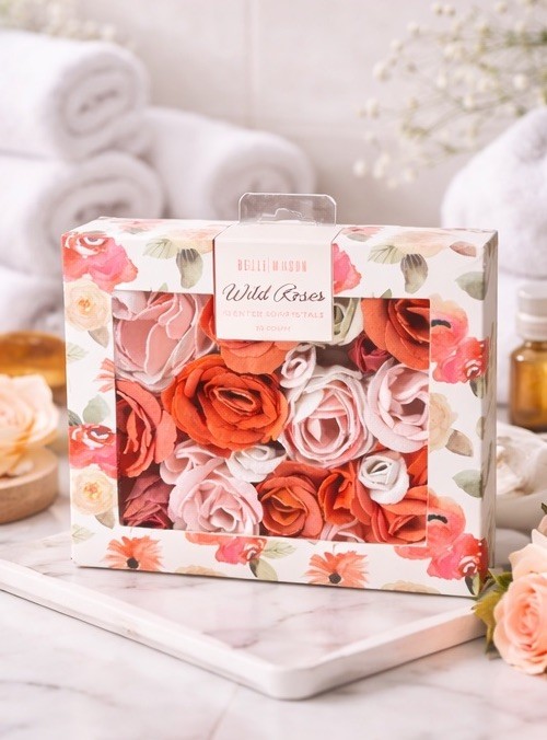 Belle Maison Wild Roses Scented Soap Petals Gift Box 20 Count Floral Decor