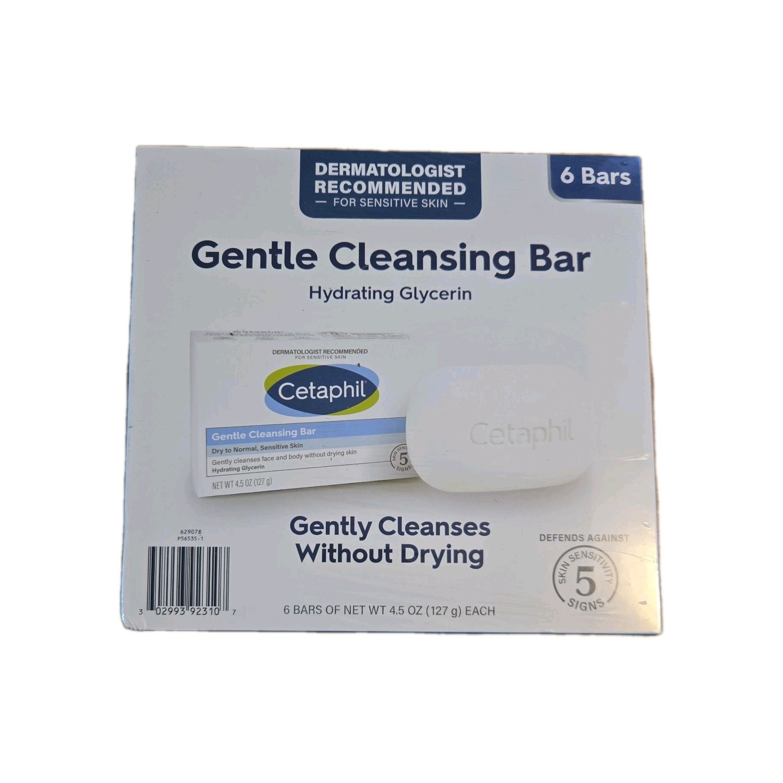 Cetaphil Gentle Cleansing Bar For Face & Body (Value Pack- 6 Pack -4.5 oz)