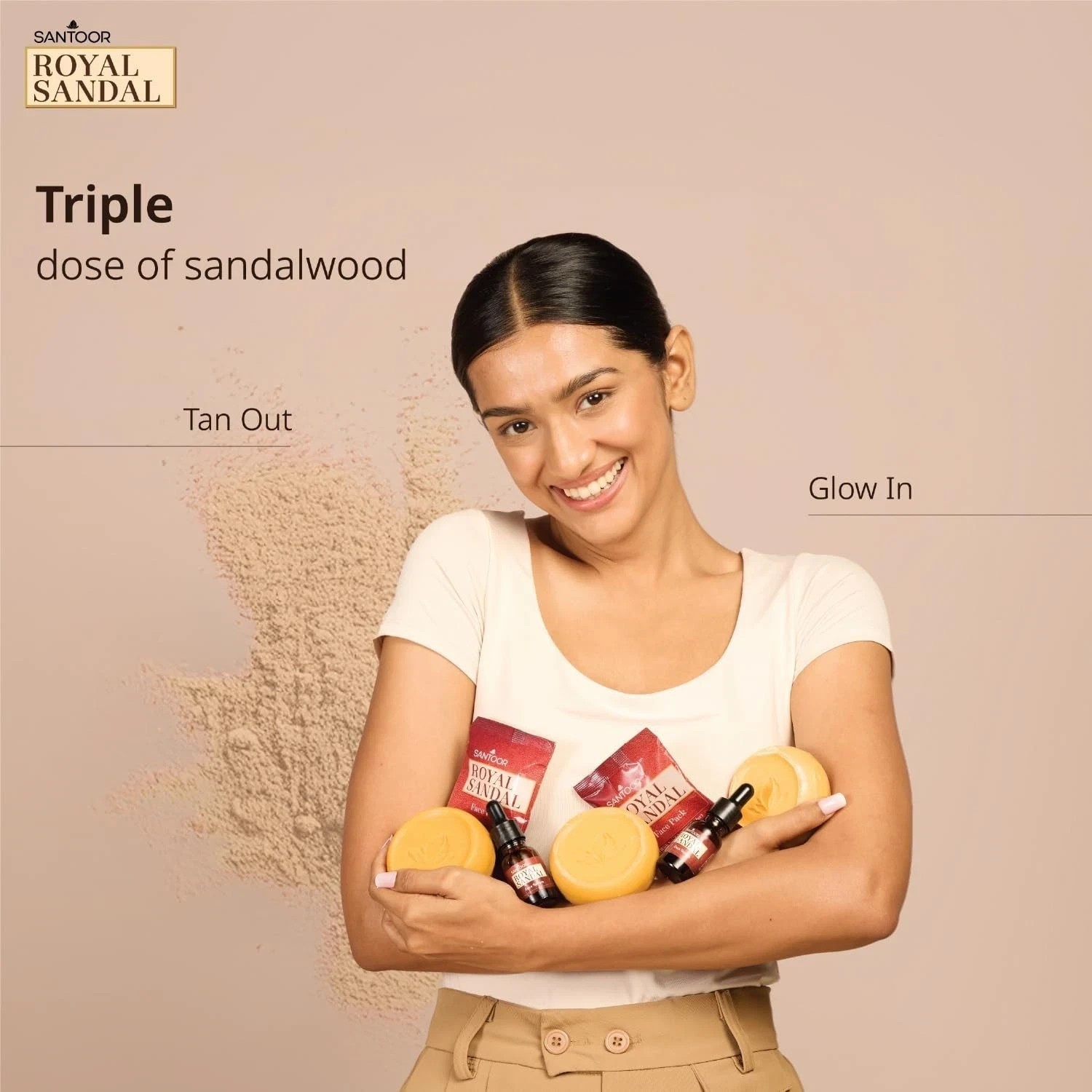 Santoor Royal Sandal Detan Pack 3 Soaps + Free Serum + Free Face Pack v353