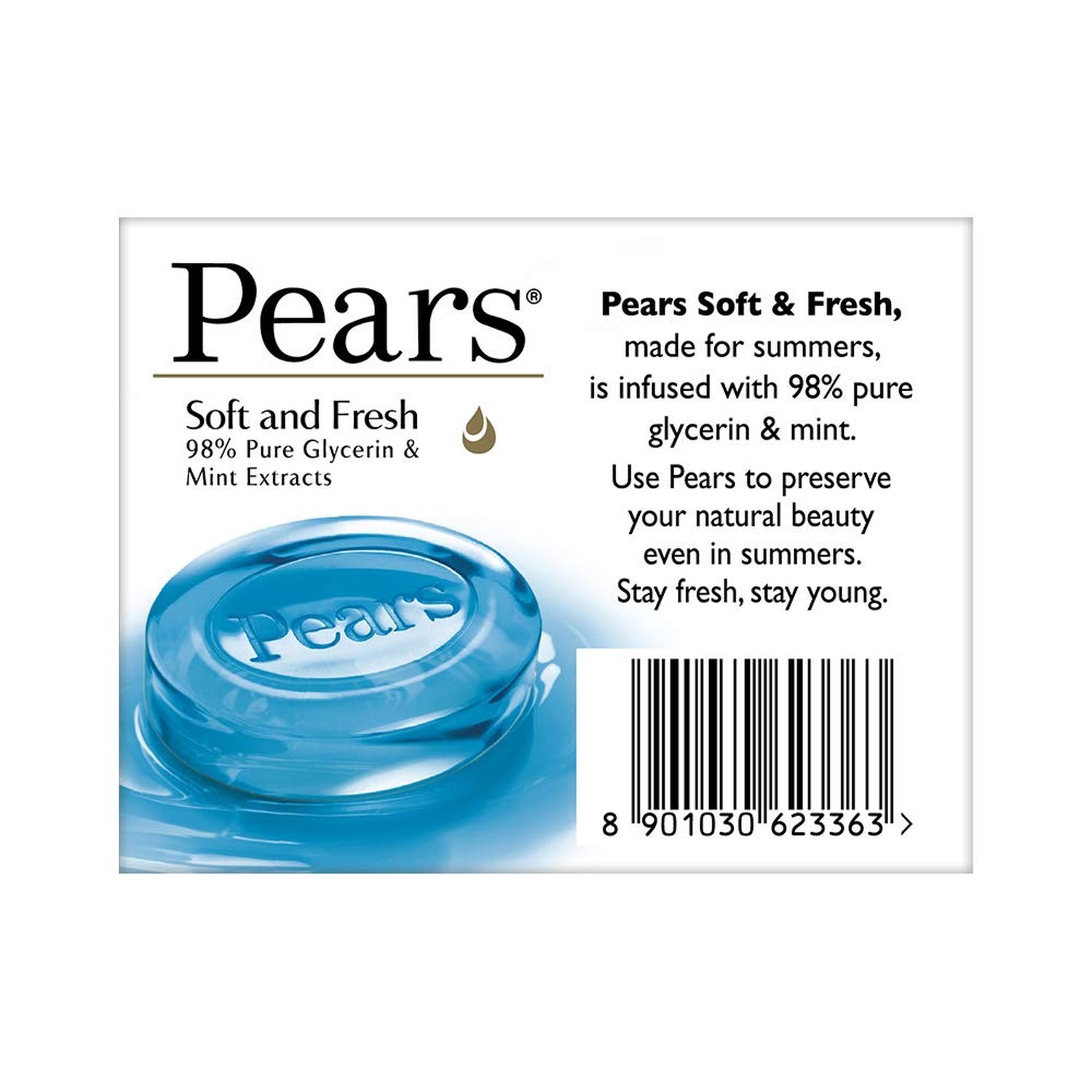 Pears Soft & Fresh Soap – 98% Pure Glycerin & Mint Extracts – 75 g (Pack of 3)