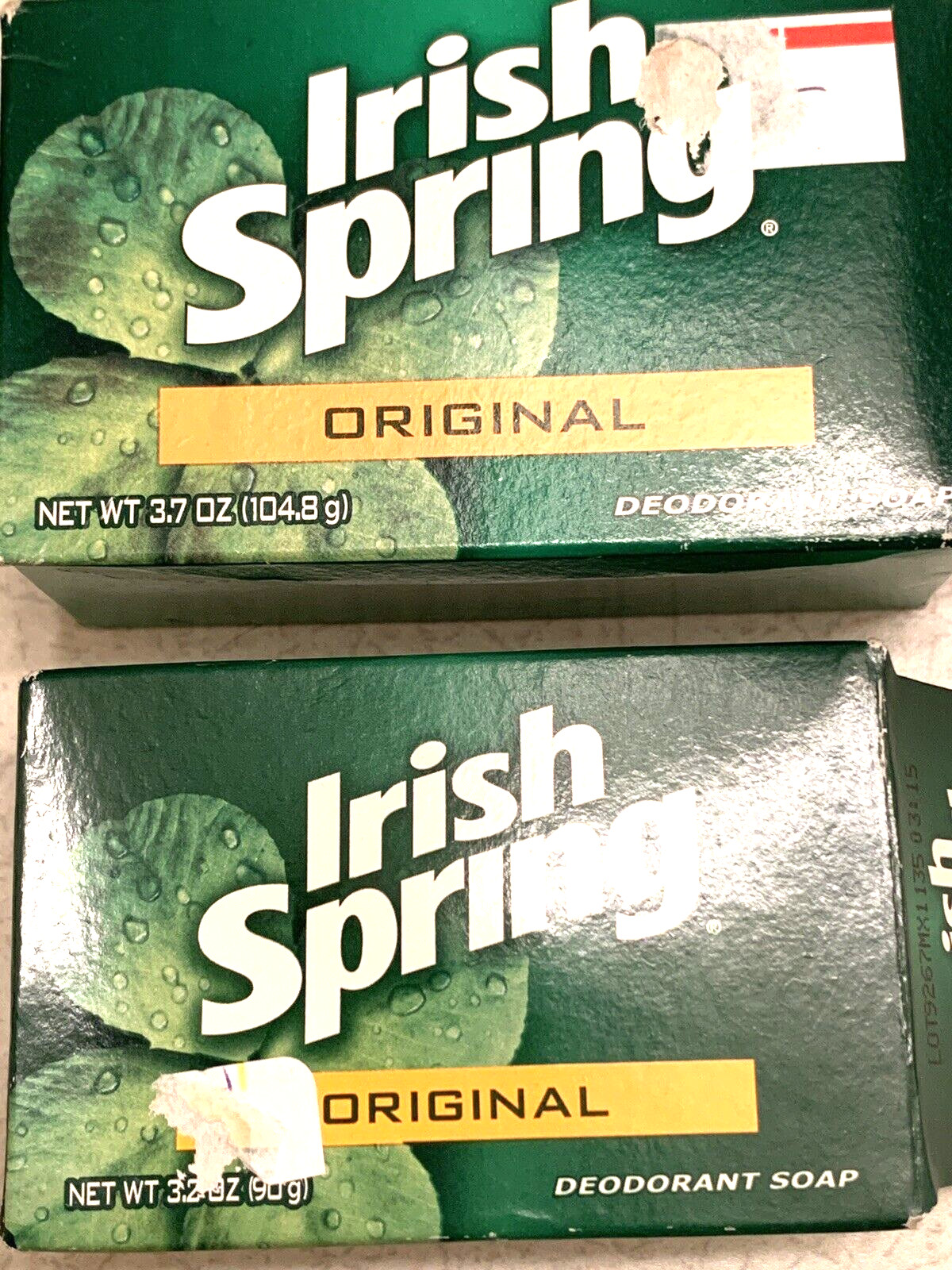Irish Spring ORIGINAL Clean Deodorant LOT OF 4 Vtg 3.2-3.7oz Bar Soap NOS NEW