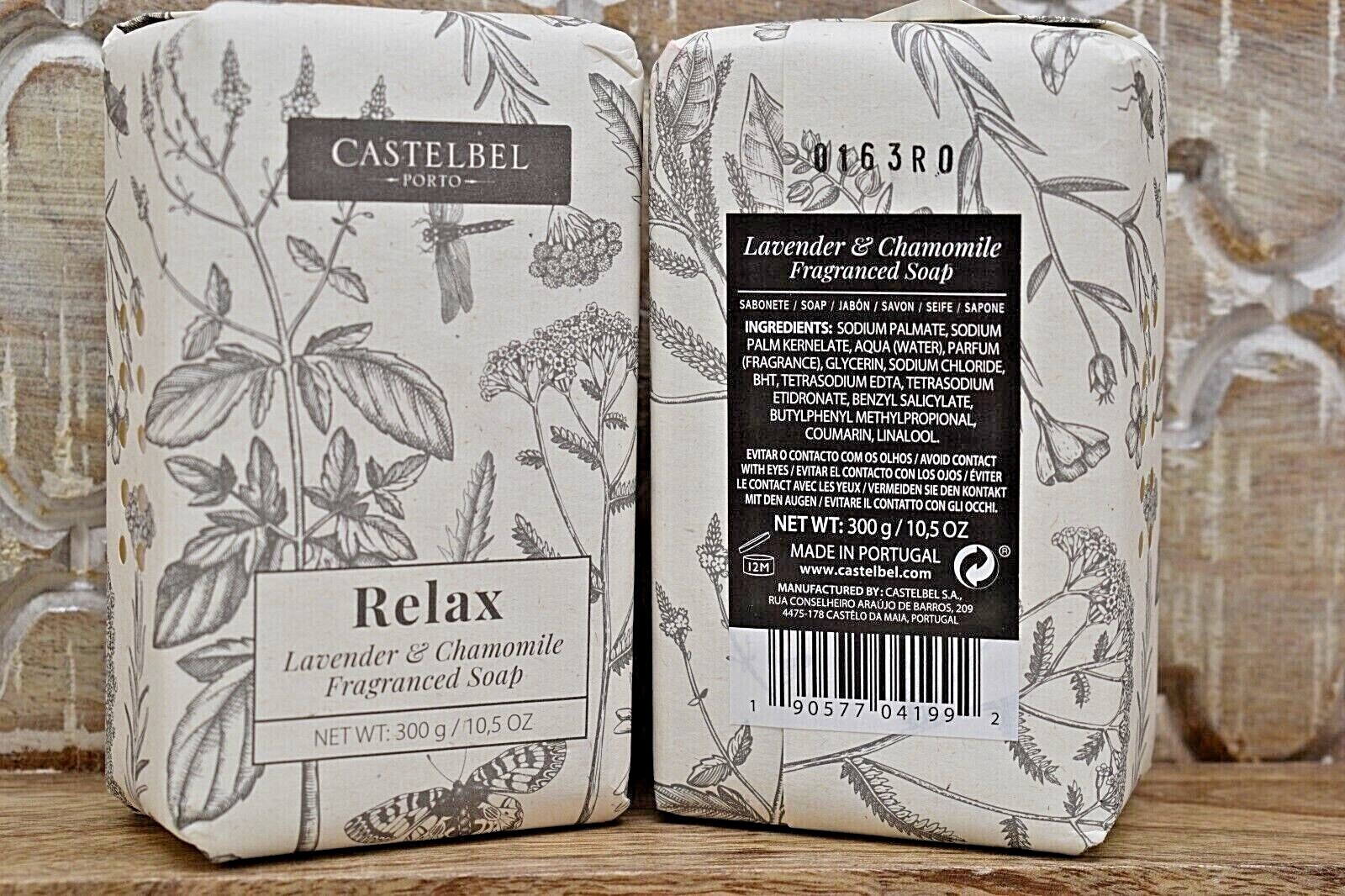 2 CASTELBEL Porto Relax Lavender & Chamomile Fragranced Soap Bars Cruelty-Free