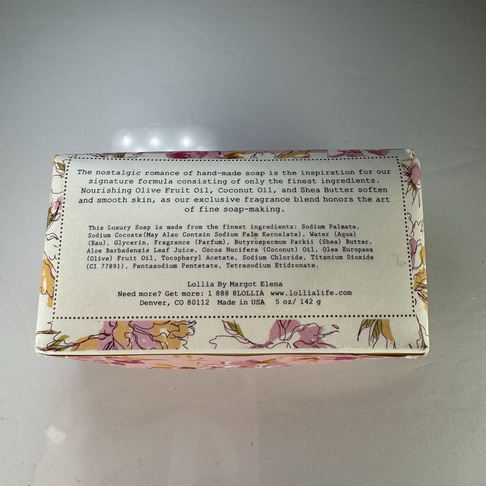 LOLLIA Breathe Peony & White Lily Shea Butter Finest Perfumed Soap 5 oz Made USA