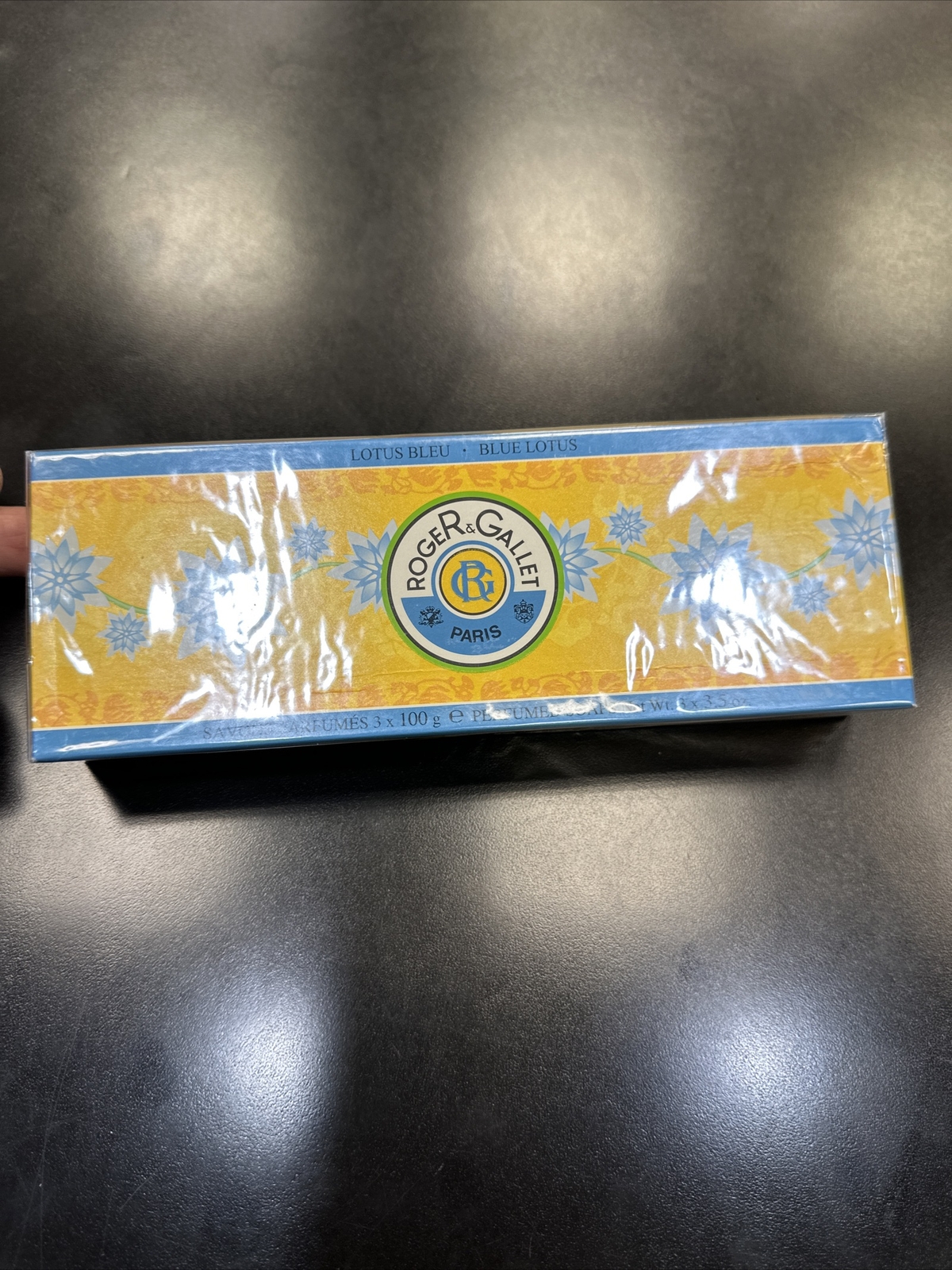 Roger & Gallet Blue Lotus Perfumed Soap 3 X 3.5oz Rare. New in Sealed Box.