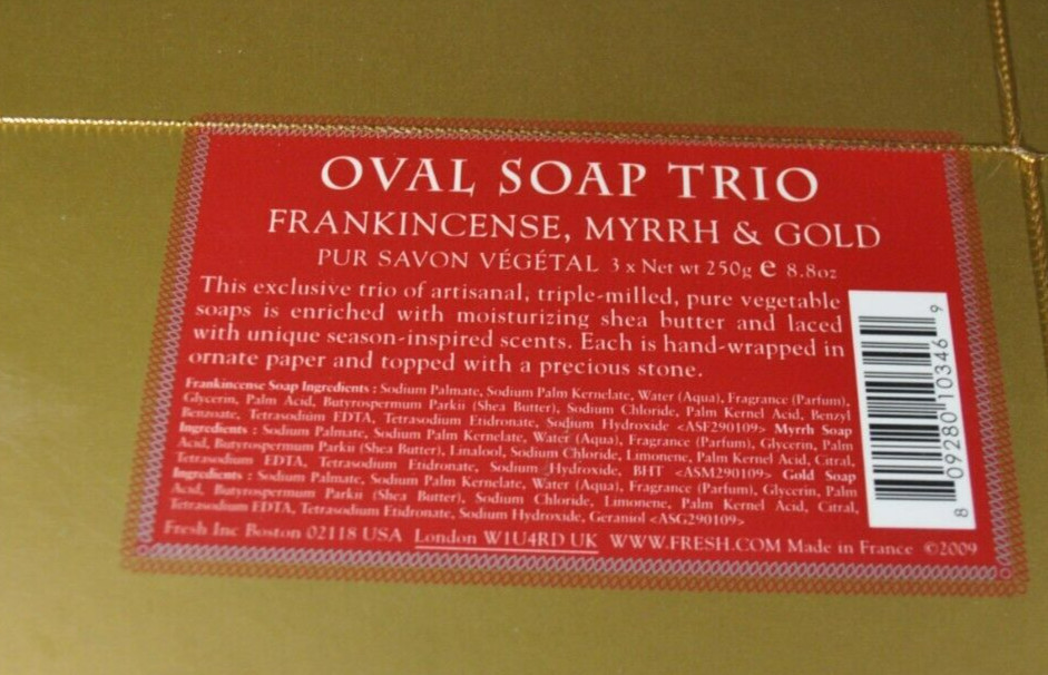 Fresh Oval Soap Trio Frankincense Myrrh & Gold New in Box / Older Stock, France