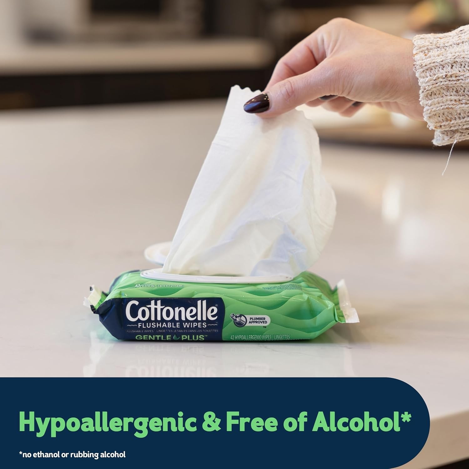 Cottonelle GentlePlus Flushable Wet Wipes with Aloe & Vitamin E 8 Flip-Top Packs