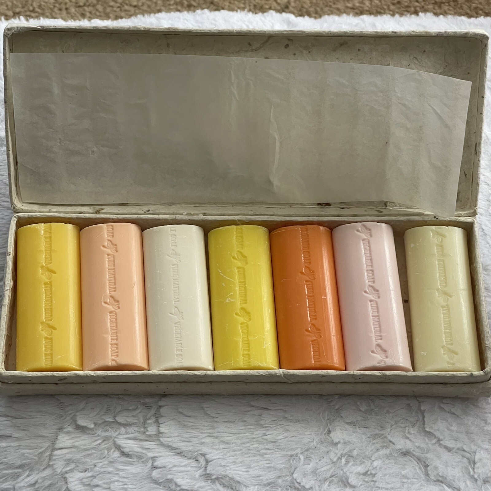 Vegetable Soap Pure Natural 7 Colorful Bars In Quill Box Gift Set