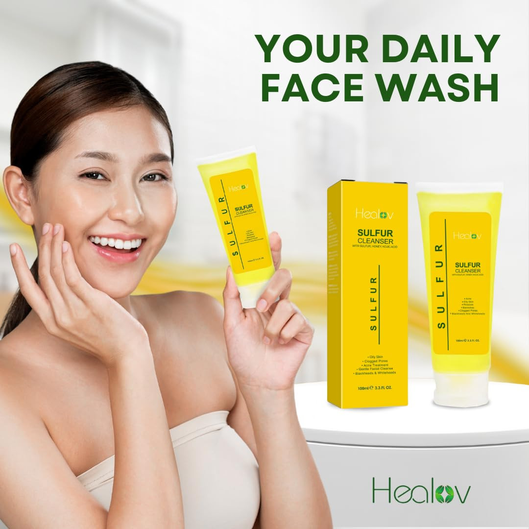Sulfur Soap – Sulfur Face & Body Wash for Acne – Sulphur Exfoliating Facial Clea