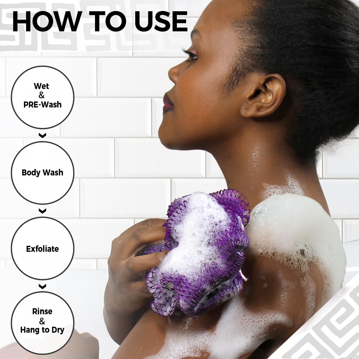 African Net Sponge Authentic – 2 Pieces Loofah Exfoliating Body Purple & Pink
