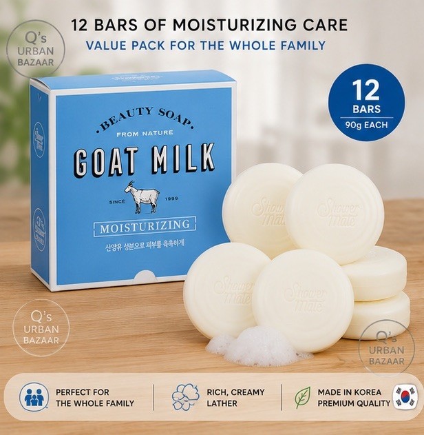 🆕🐐 AEKYUNG SHOWERMATE WHITE GOAT MILK SOAP 🥛🧼 MOISTURIZING JUMBO 12 CT
