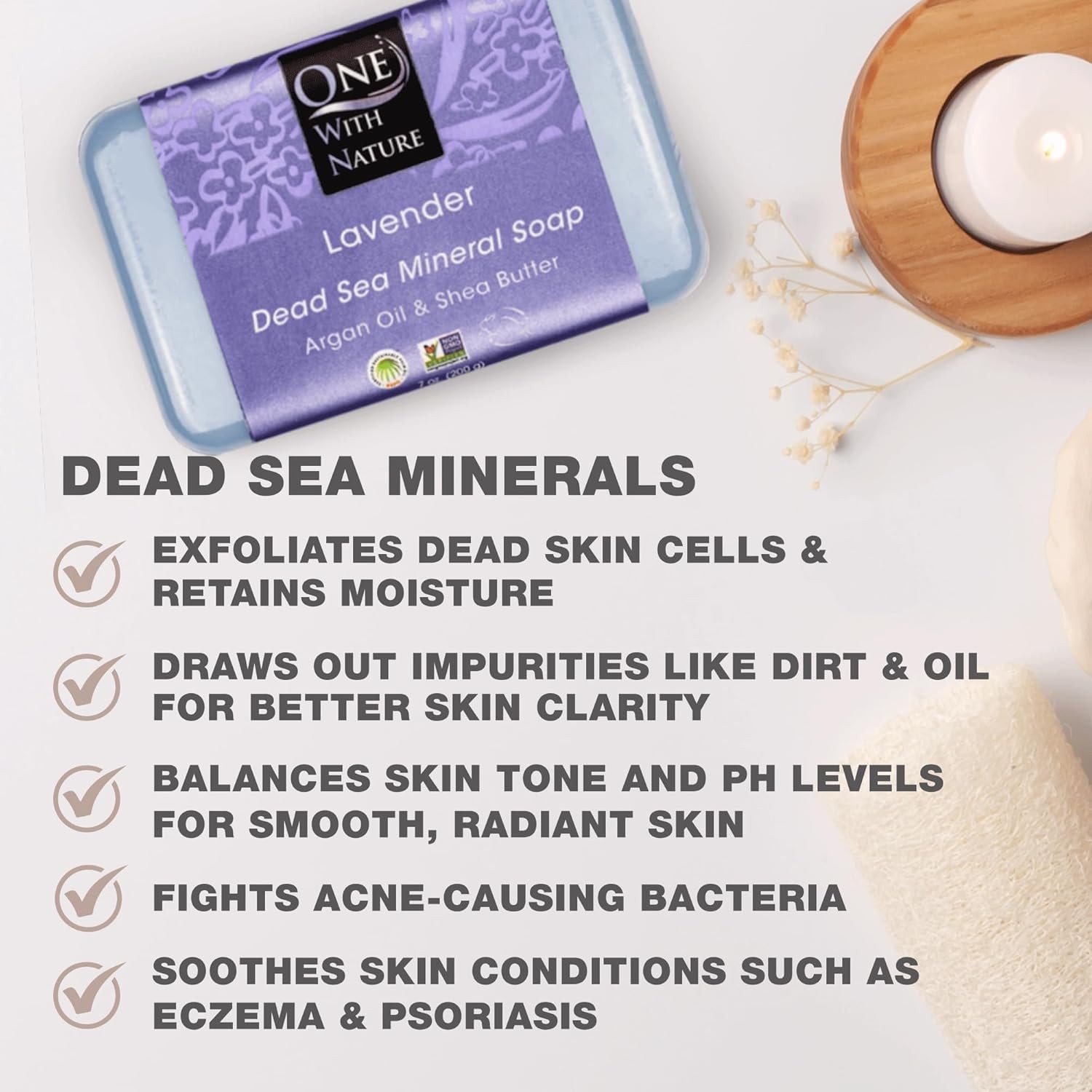 3-Pack Lavender Soap Bars with Dead Sea Minerals for Exfoliation & Acne Control