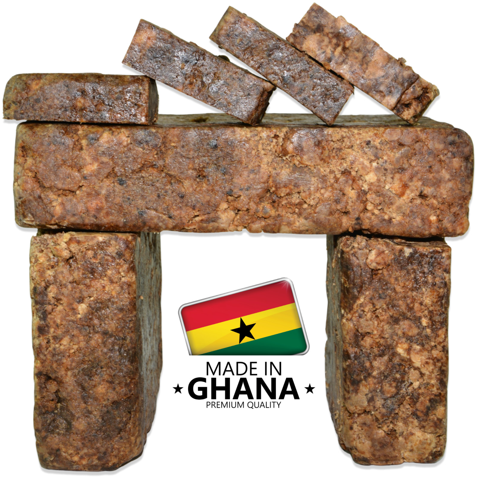Raw African Black Soap 4 oz. Bar 100% Pure Natural Organic Ghana Body Face Wash