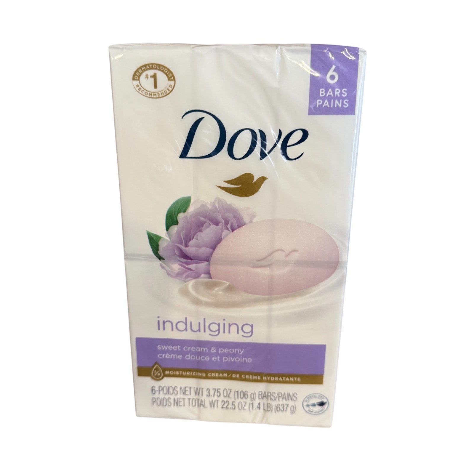Dove Bar Sweet Cream and Peony Scent Indulging Bar Soap 3.75oz, 6 Count